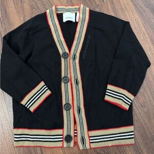 Burberry Black Sweater with Red and Tan Accents